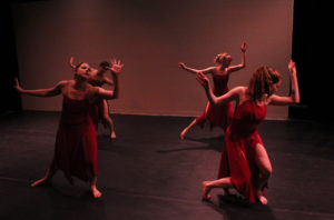 Members of Mesilla Valley Dance Eclectic perform a contemporary dance piece choreographed by Leslie Simpkins for the collective's 2017 performance of Pandora's Box